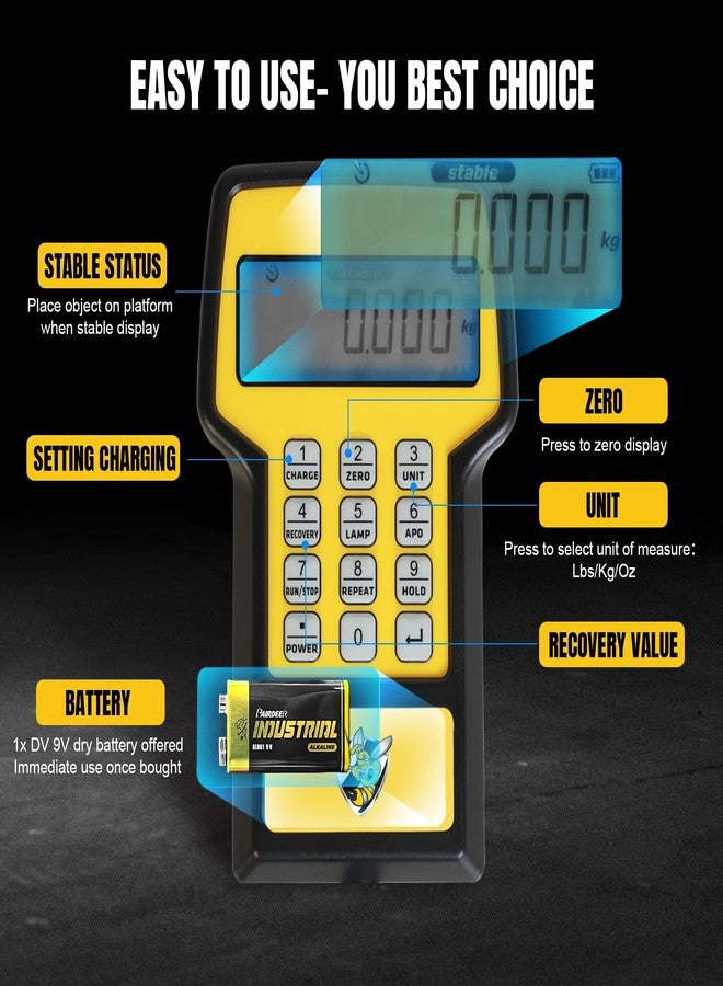 يلو جاكيت ميزان تبريد مُطوّر بسعة 220 رطلاً، عالي الدقة وقابل للبرمجة، ميزان إلكتروني لشحن غاز التبريد لأنظمة التكييف والتهوية، ميزان فريون مع حقيبة محمولة لجميع خزانات استعادة غاز التبريد - Image 4